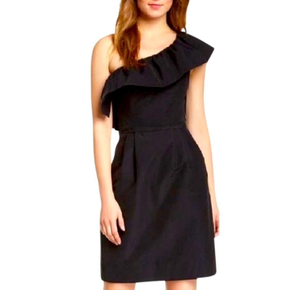 Rebecca Taylor Black One Shoulder Dress w/ Pockets